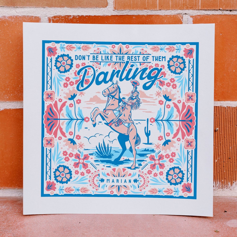 a Shop Marian poster with the words Darling Print on it.