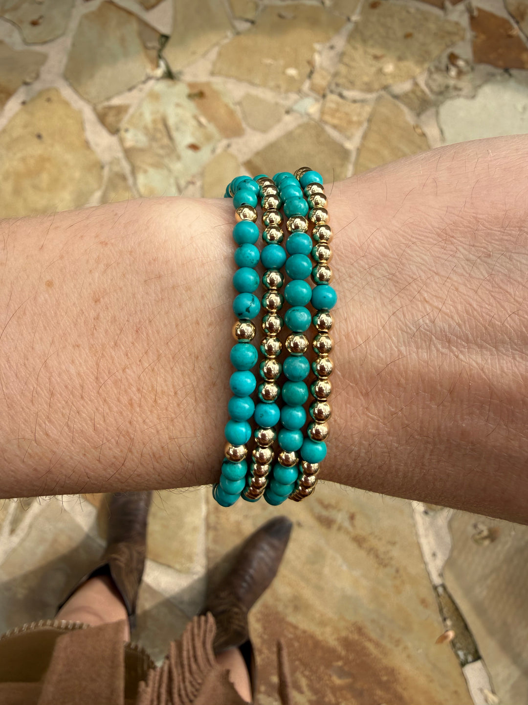 Cowgirl Arm Candy - Turquoise with Gold